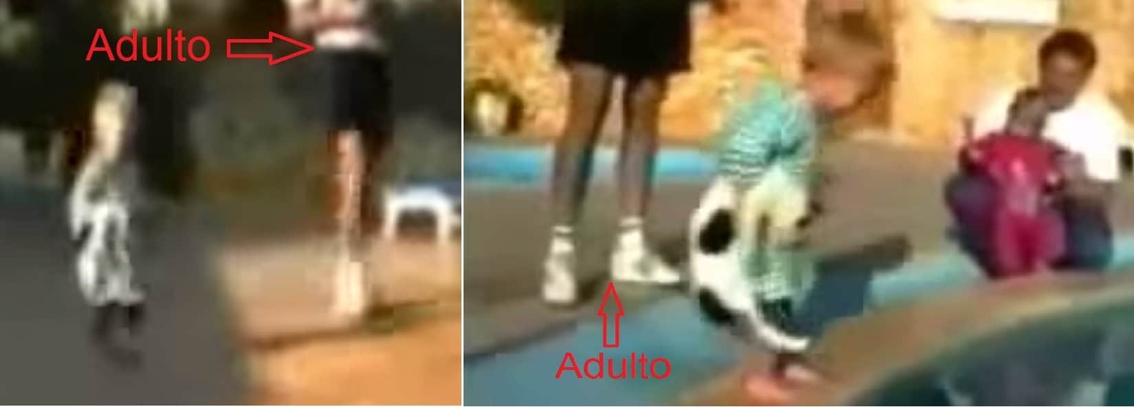 Em vídeo divulgado no Youtube, homem caminha ao lado de menino, para que ele jogue o animal na piscina.